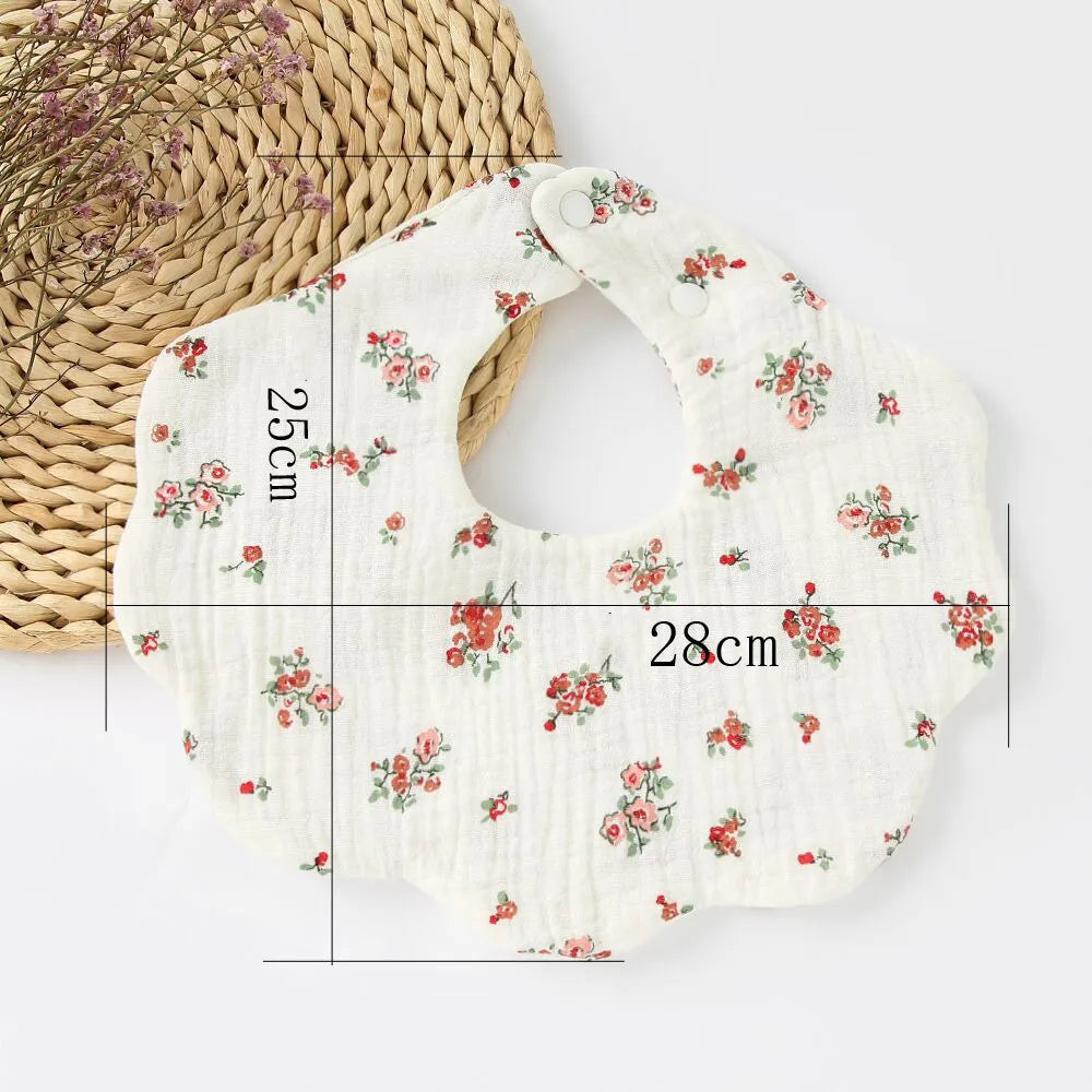 Muslin Round Petal  Infant Bib