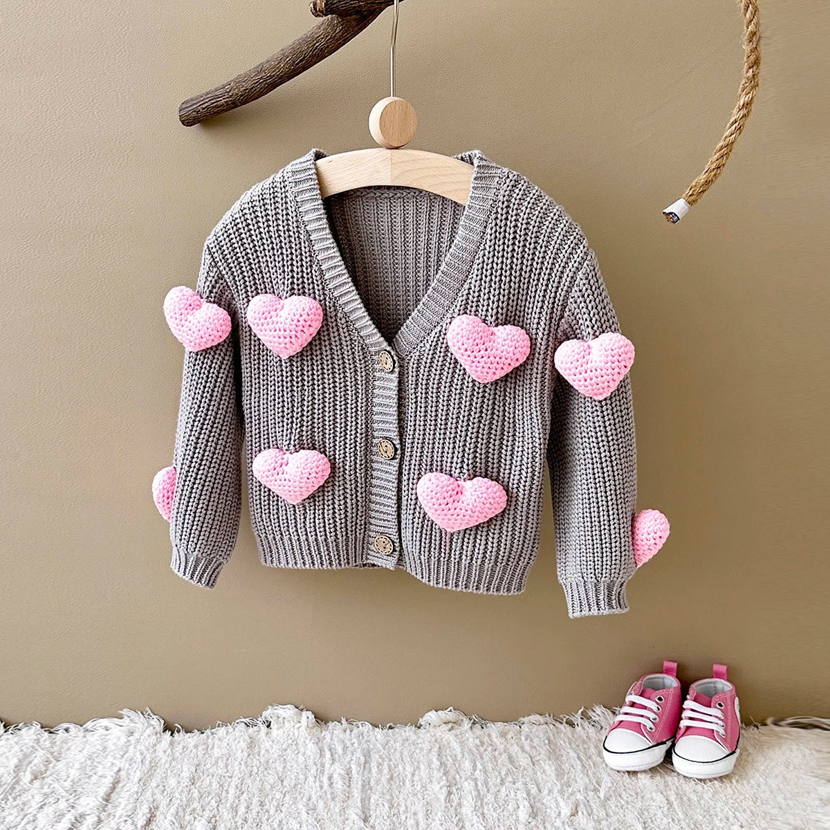 3D Sweet heart Cardigan Sweater