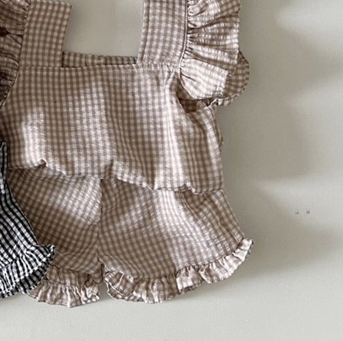Plaid Ruffle Shorts Set