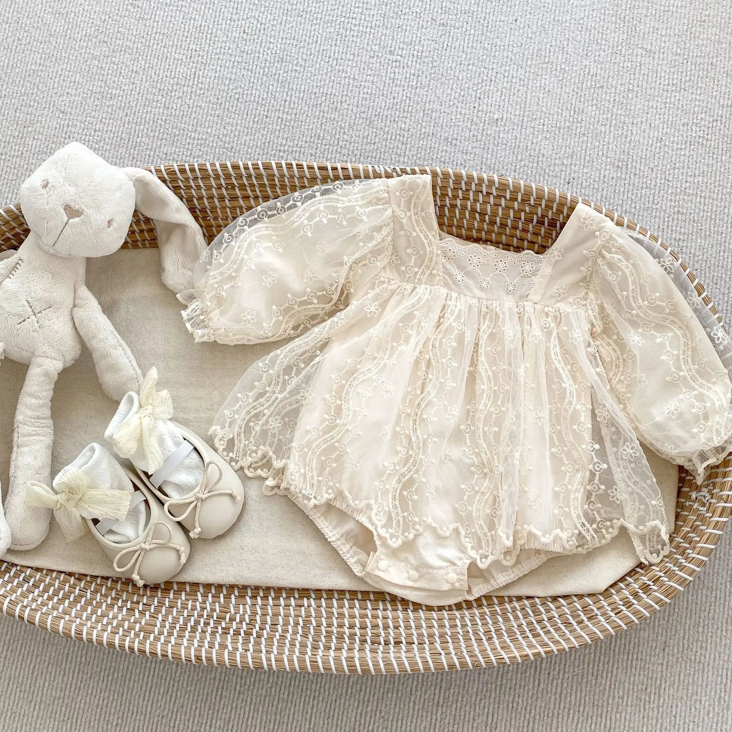 Princess Square Neck Lace Romper