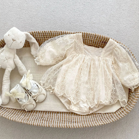 Princess Square Neck Lace Romper