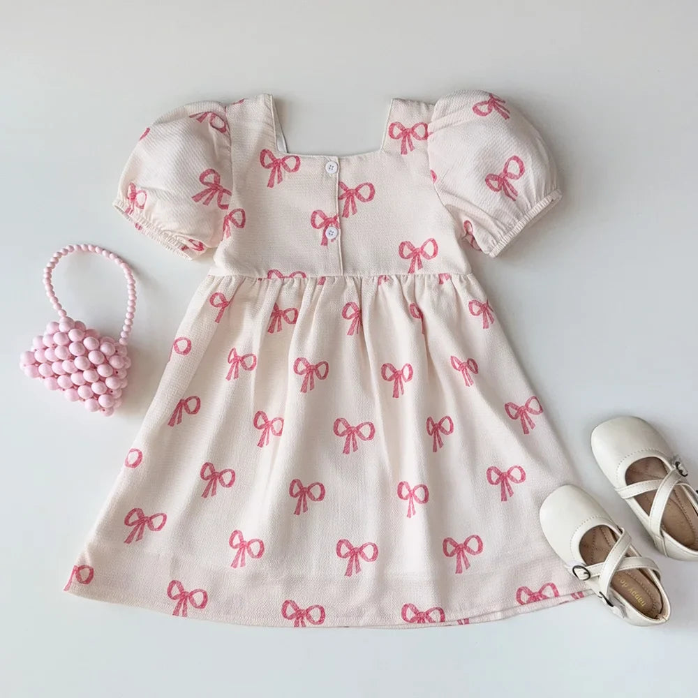 Ribbon Print Casual Dress