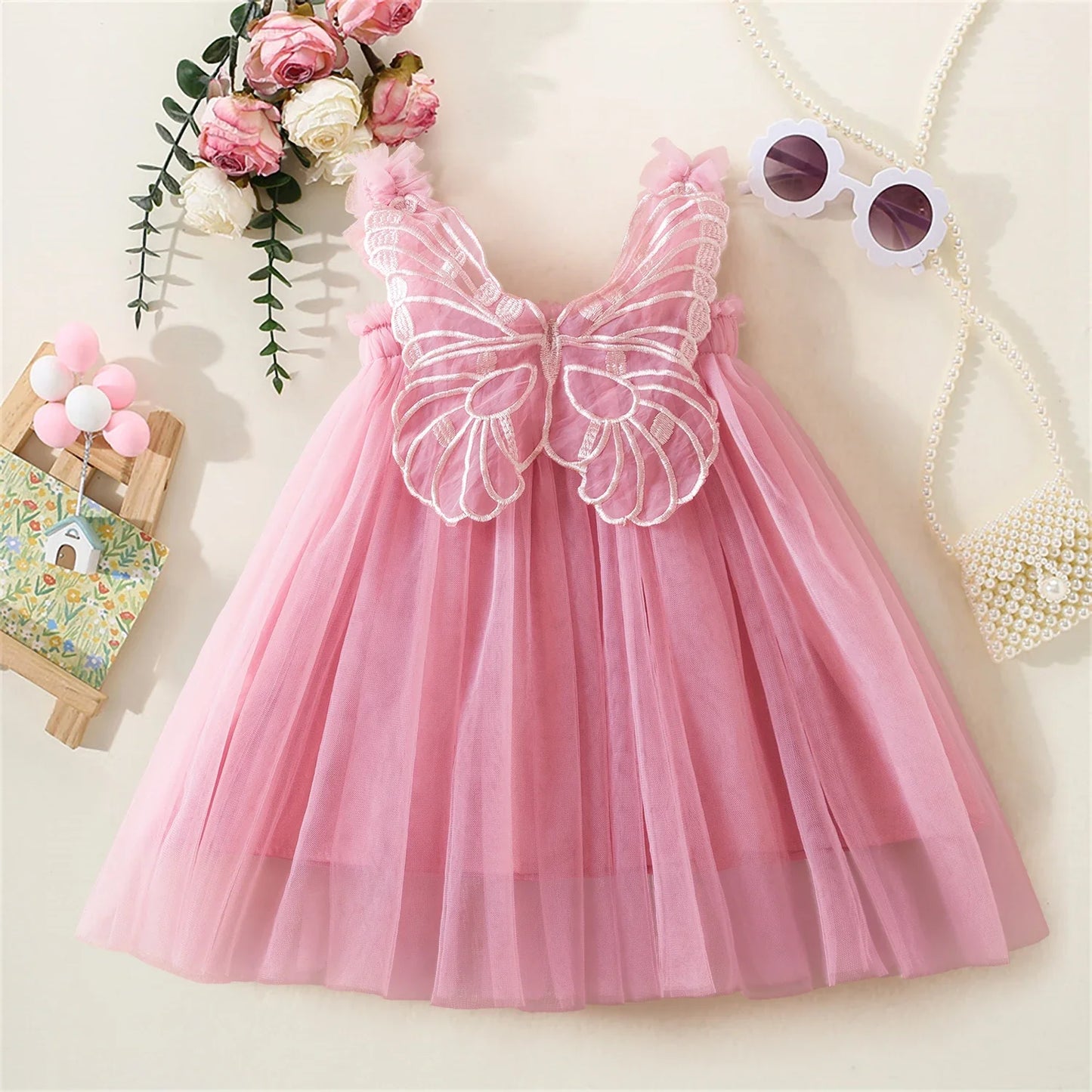 Floral Butterfly Tulle Dress