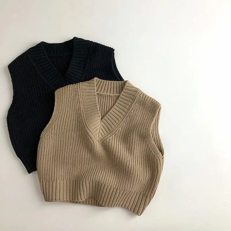 Solid Knitted Sweater Vest