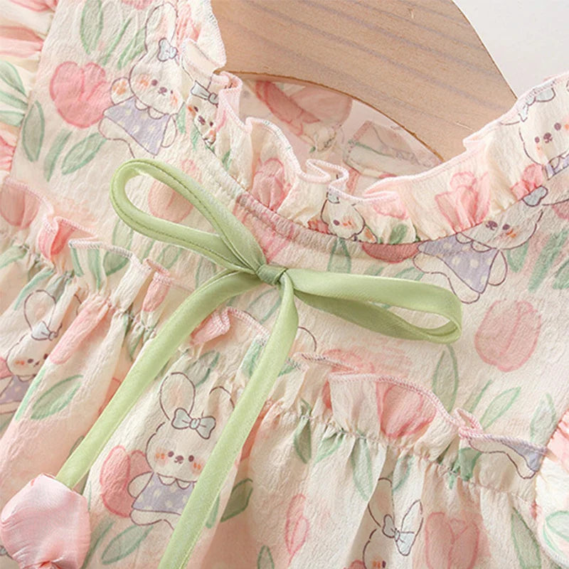 Floral Tulip Fly Sleeve Dress