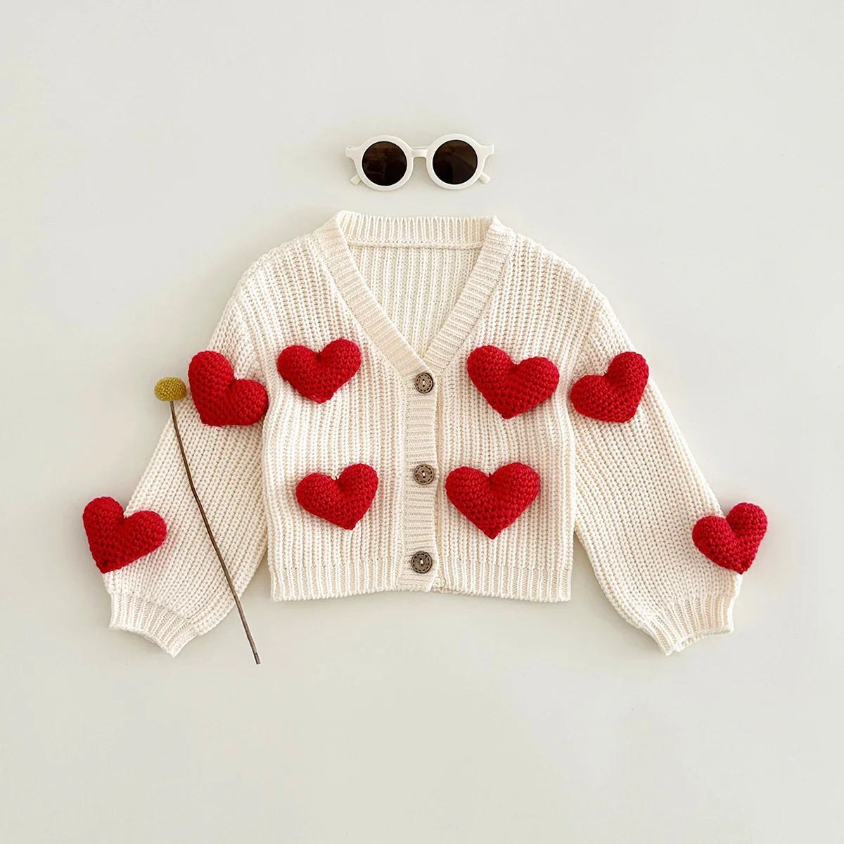 3D Sweet heart Cardigan Sweater
