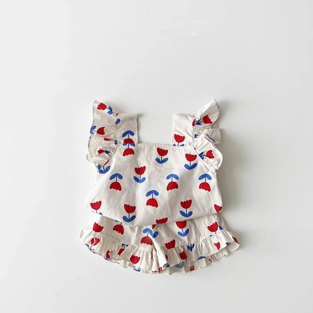 Red Flower Print Set