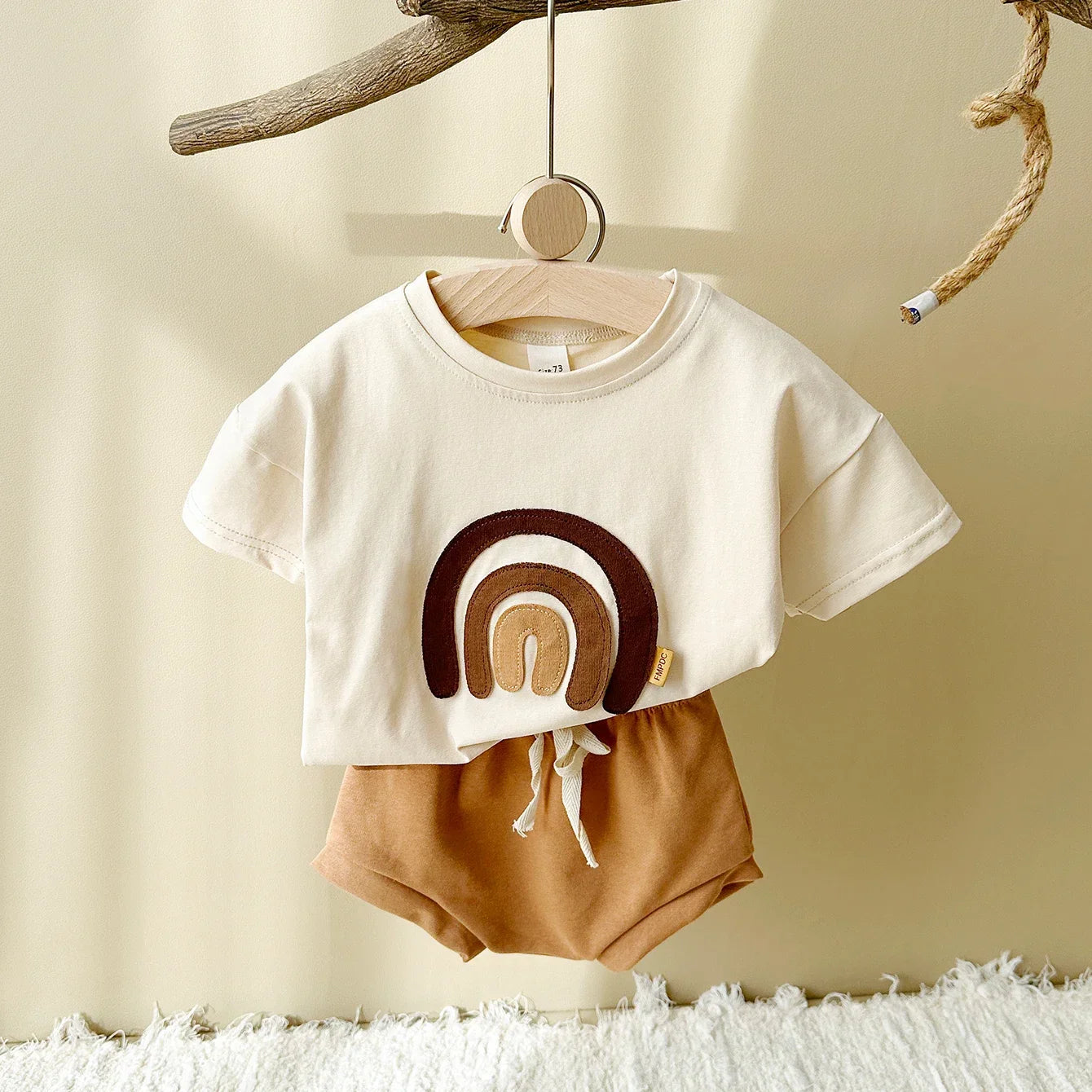 Rainbow Patchwork T-shirt Shorts Set