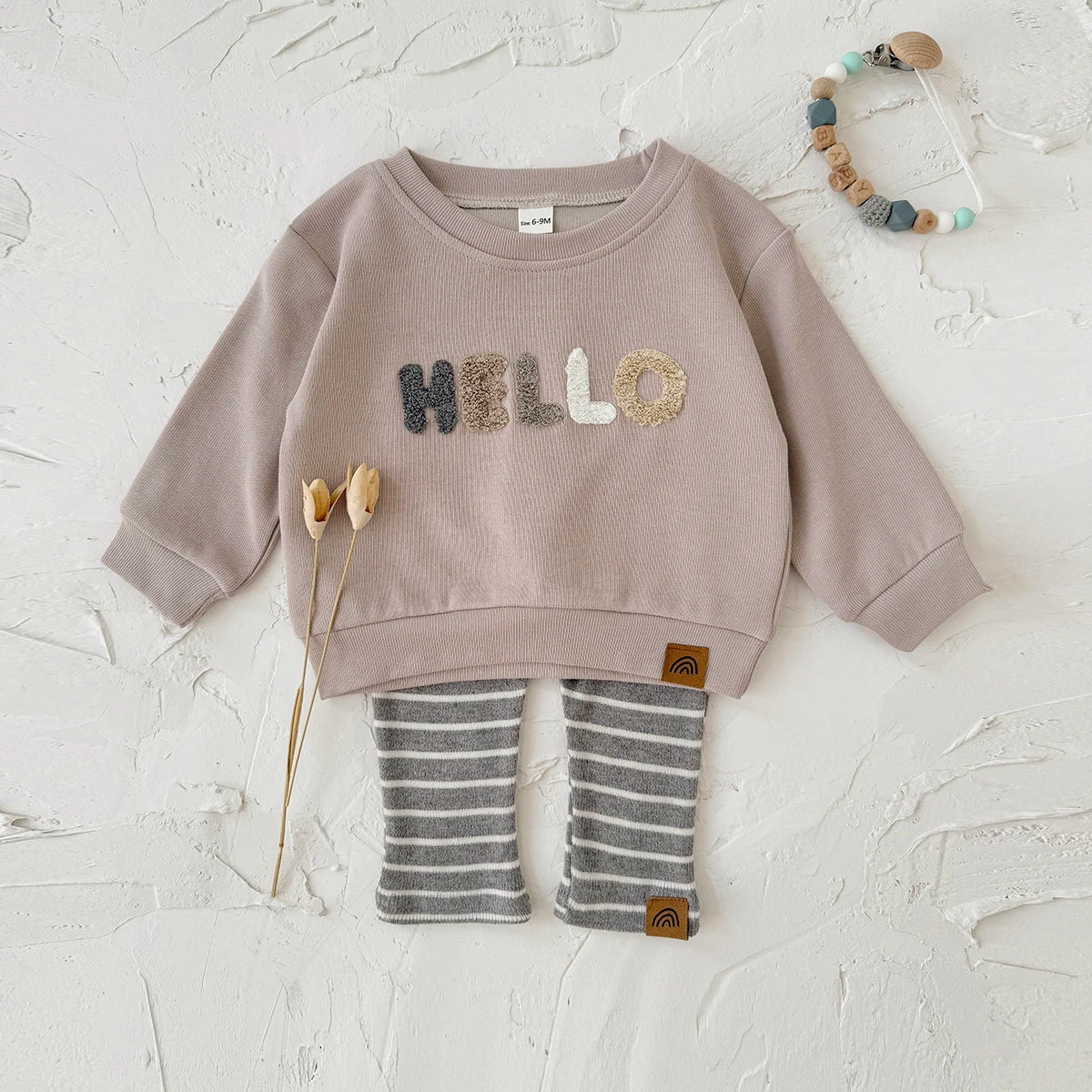 HELLO Striped Pants Set
