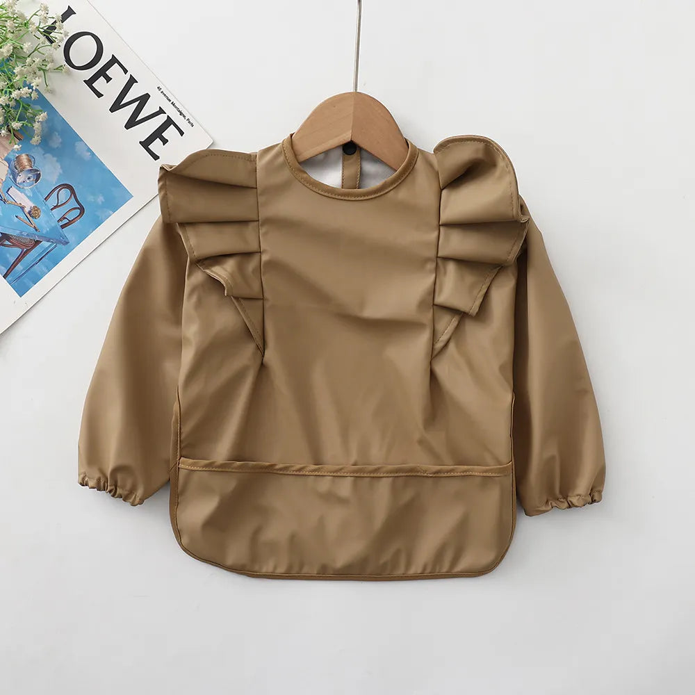 Girls Ruffle Waterproof Long Sleeve Art Bib