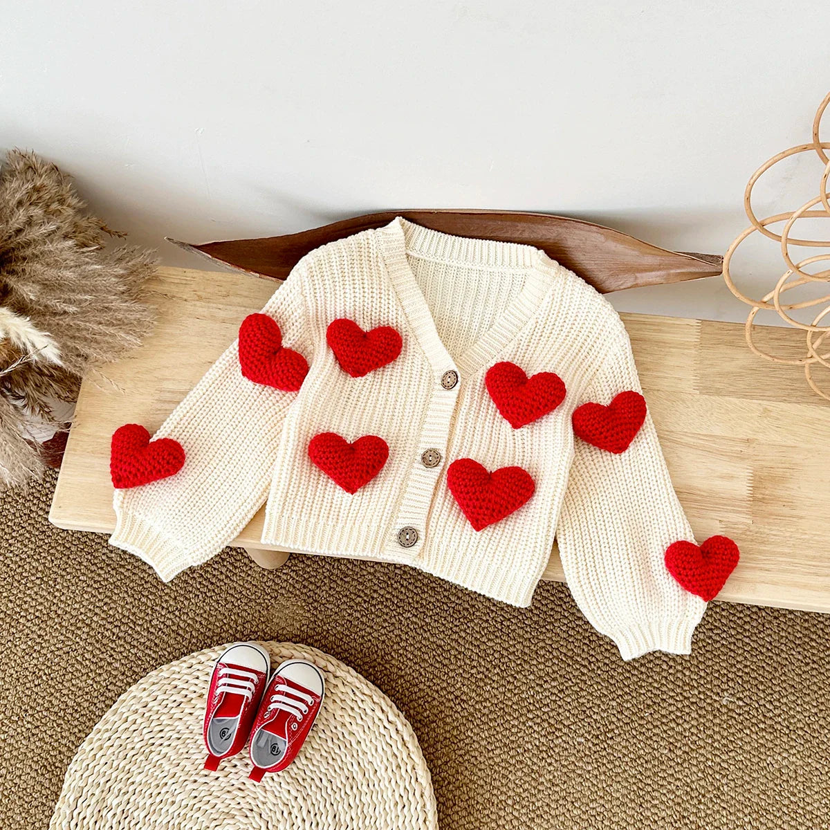 3D Sweet heart Cardigan Sweater