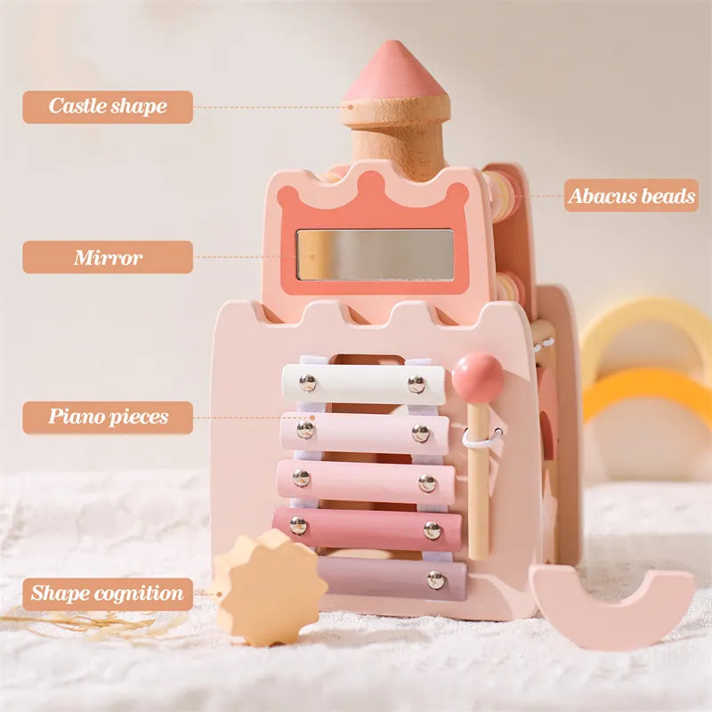 Wooden Rocket Castle Blocks Stacking Toys