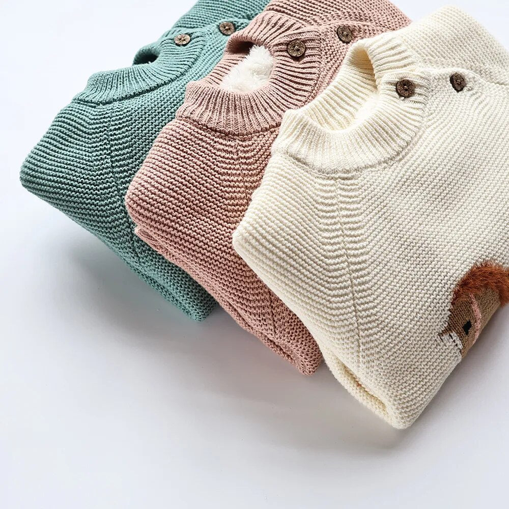 Fur Lining Embroidery Pony Sweater
