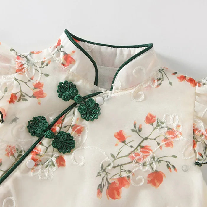 Mandarin Fly Sleeve Romper Set