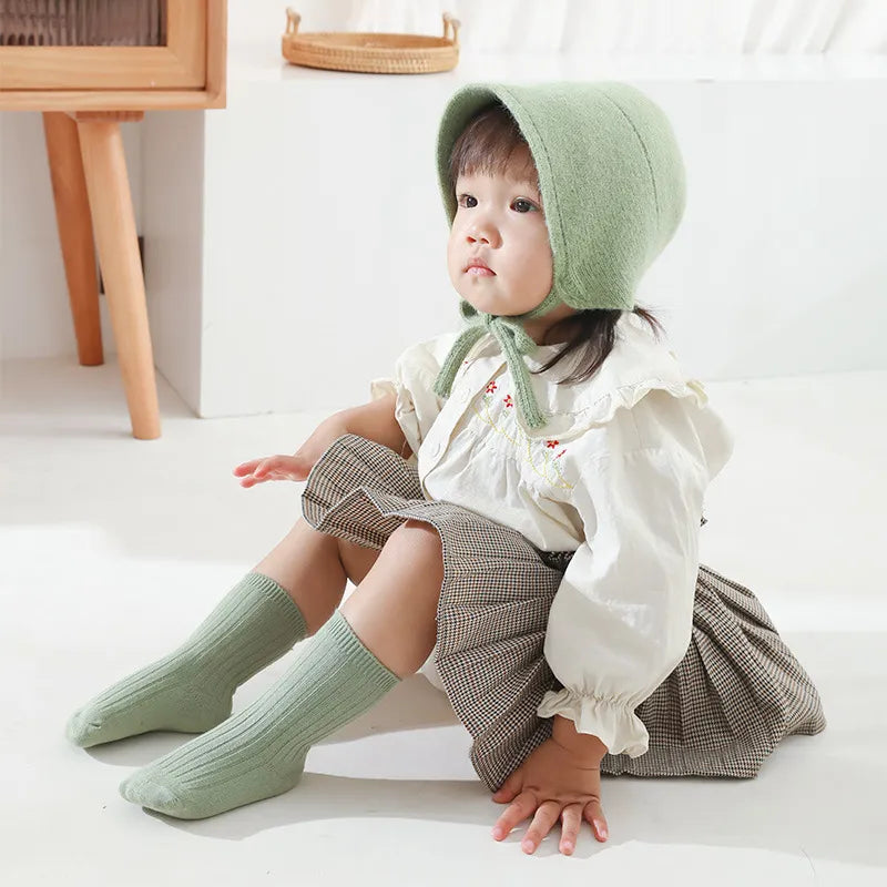 5 Pairs Ribbed Solid Cotton Toddler Knitted Socks