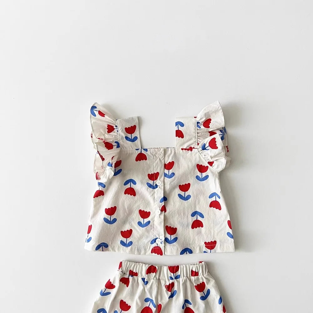 Red Flower Print Set