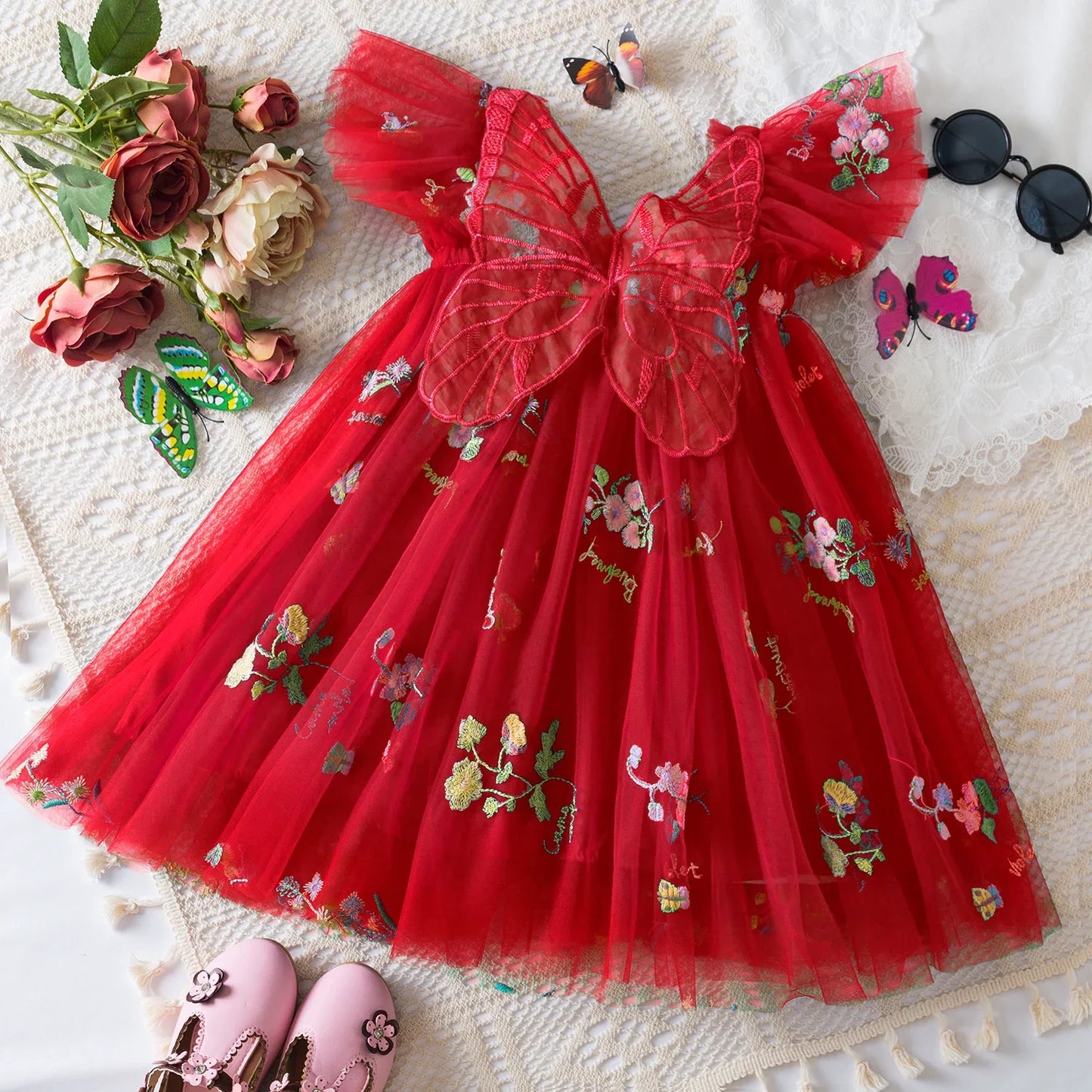 Floral Butterfly Tulle Dress