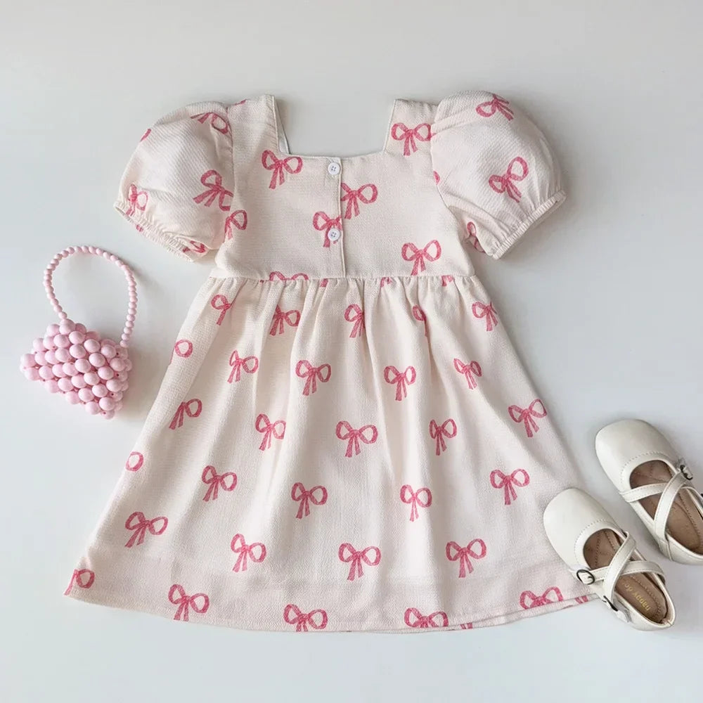 Ribbon Print Casual Dress