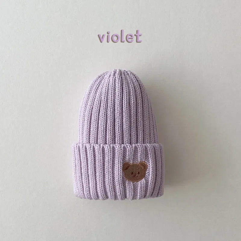 Teddy Bear Embroidered Beanie Hat