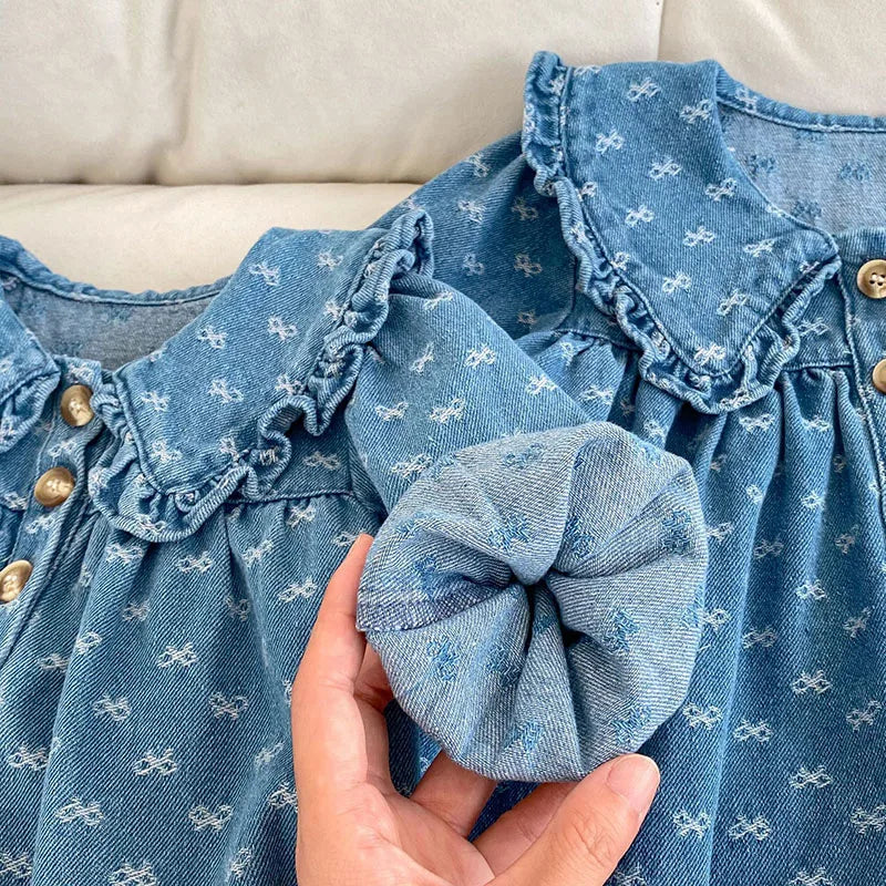 Printed Denim Sister Outfit