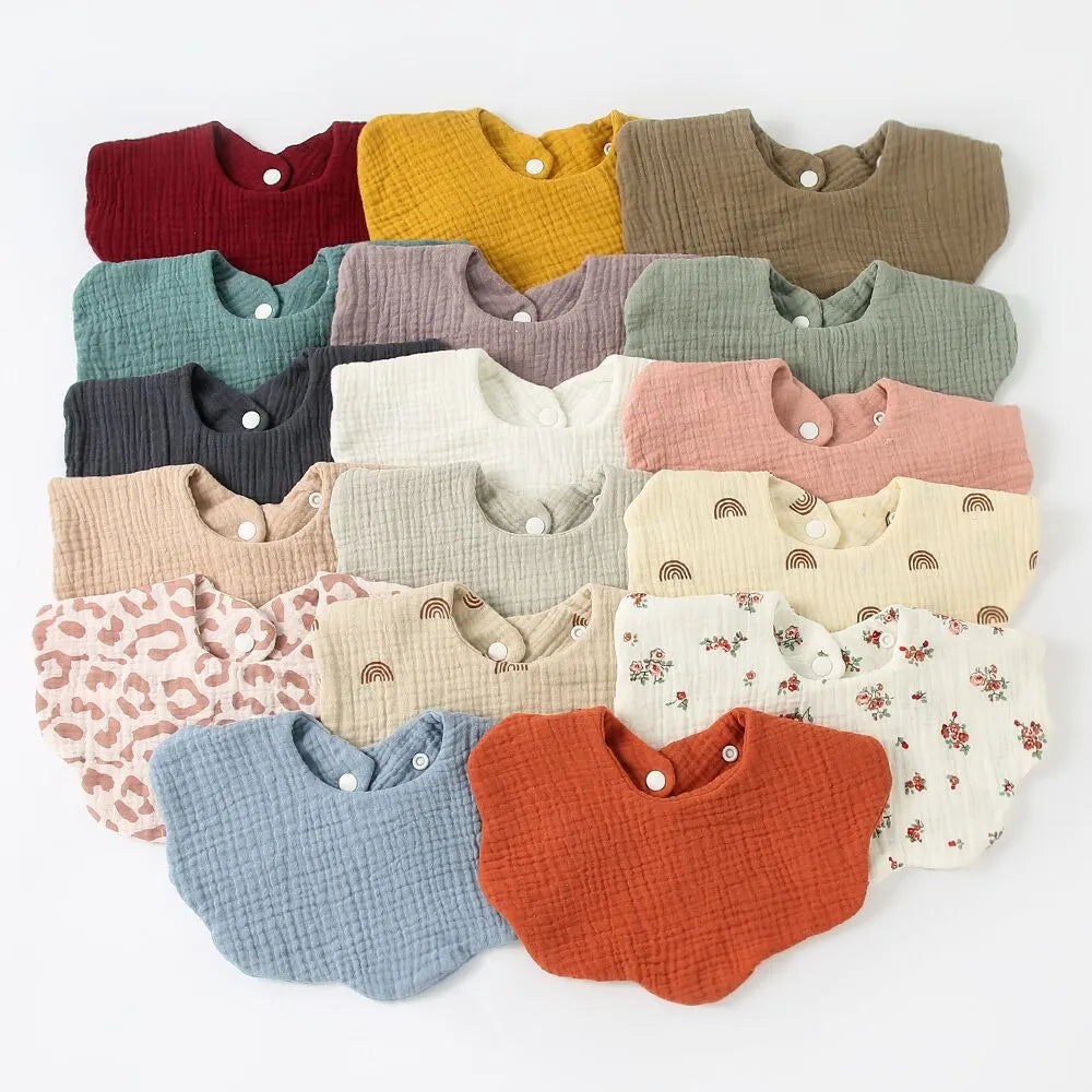 Muslin Round Petal  Infant Bib