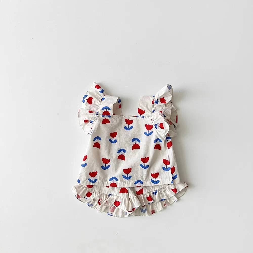Red Flower Print Set