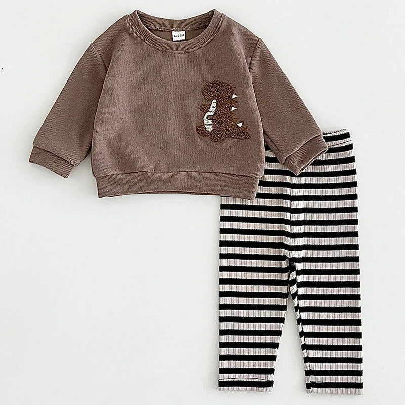 Dinosaur Striped Pants Set