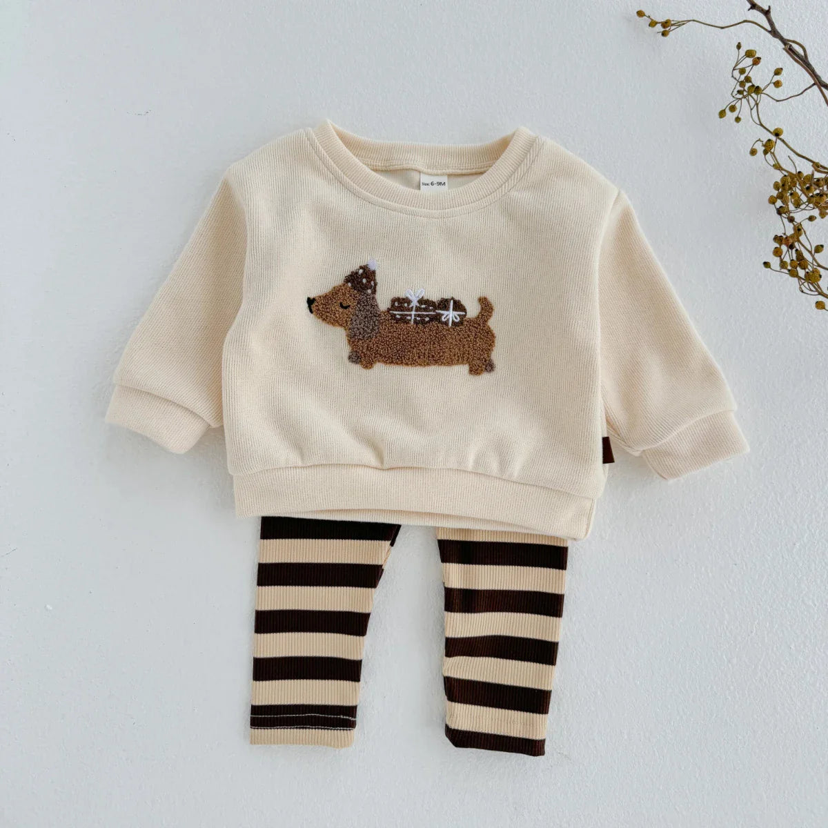 Fuzzy Puppy Dog Stripe Set