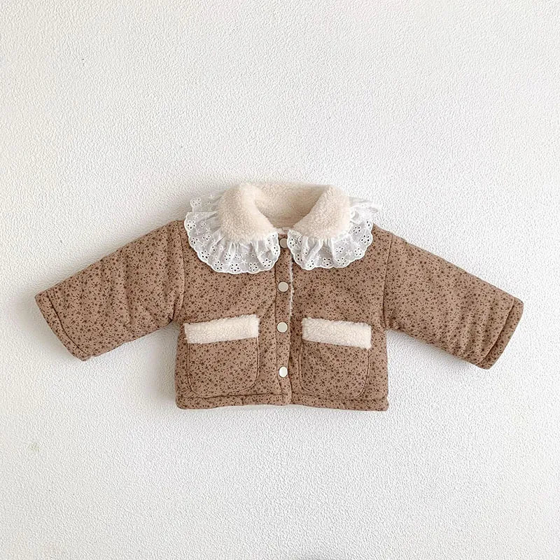Fur Lining Frill Parkas Coat