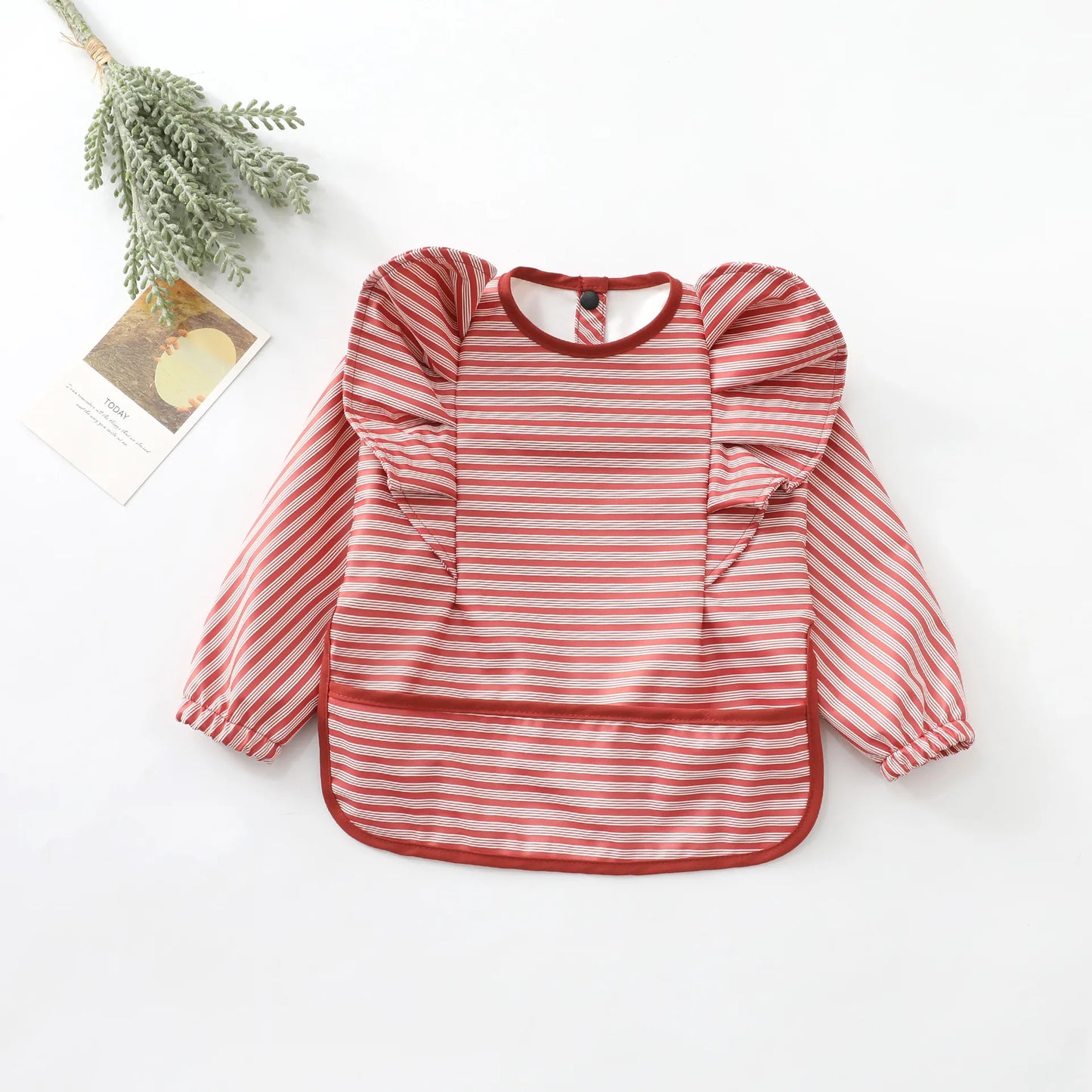 Girls Ruffle Waterproof Long Sleeve Art Bib
