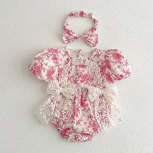 Lace Detail Floral Romper