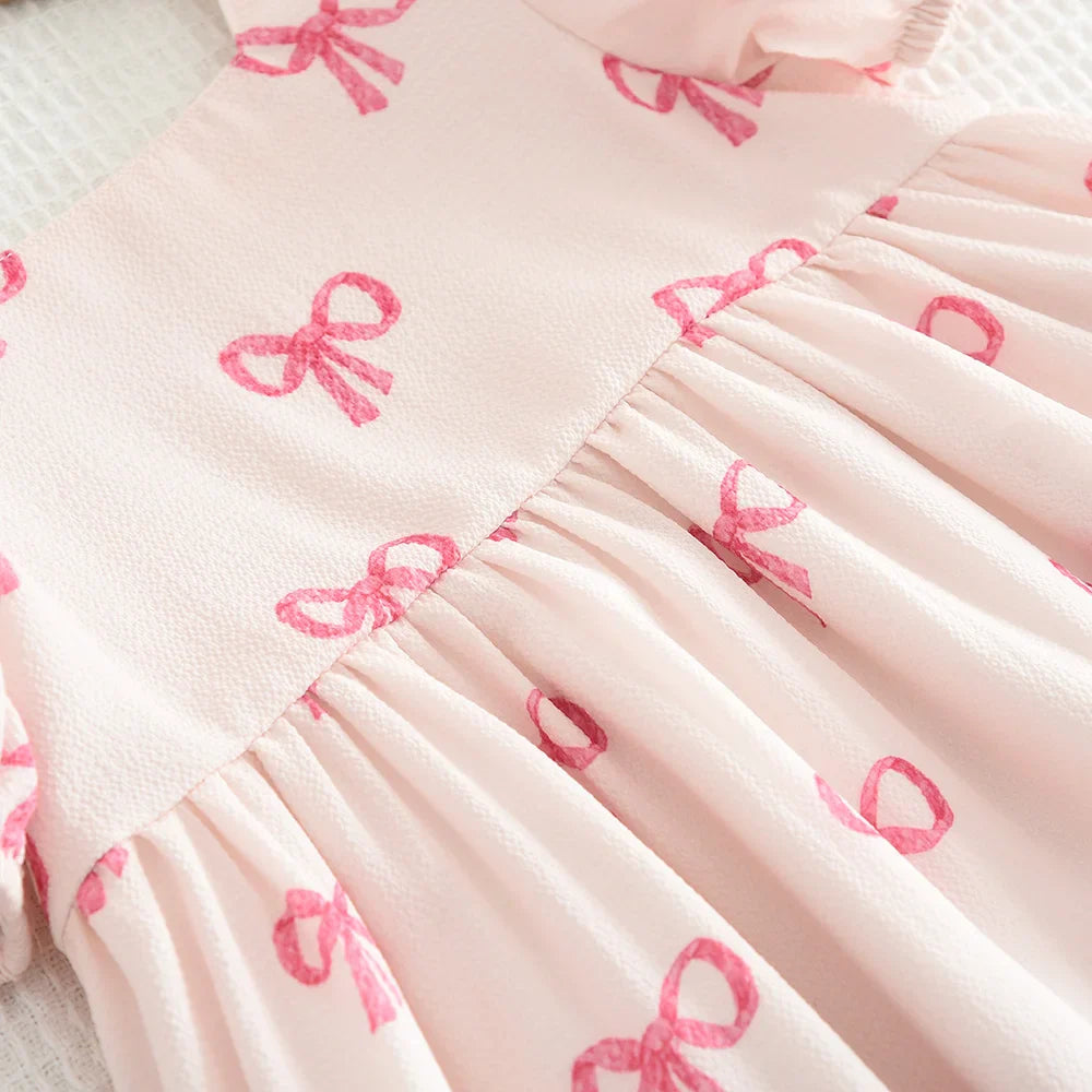Ribbon Print Casual Dress