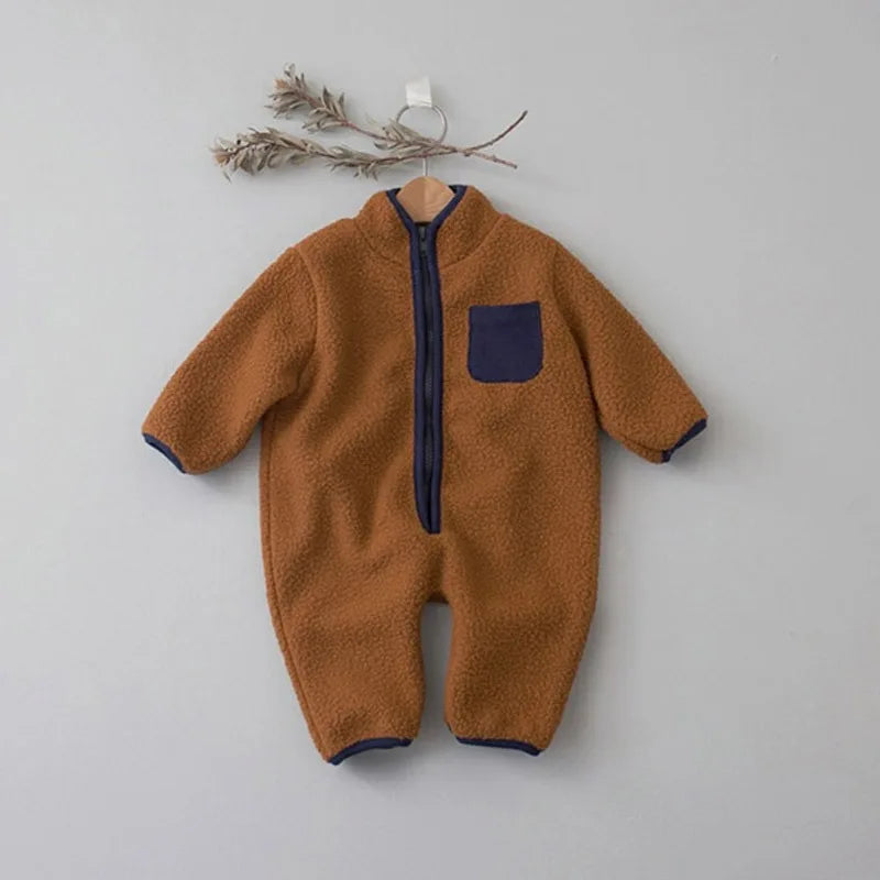 Fleece Patchwork Jumpsuit Outwear
