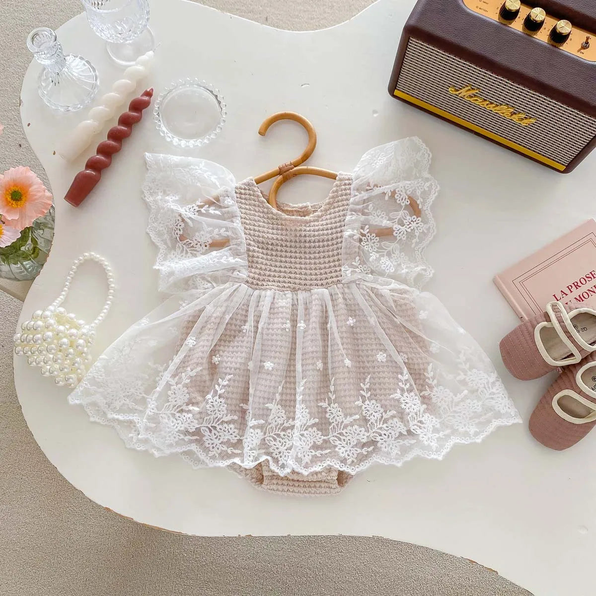 Lace Waffle Bodysuit Dress