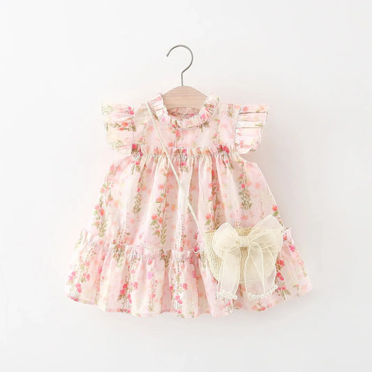 Floral Print Dress with Bag