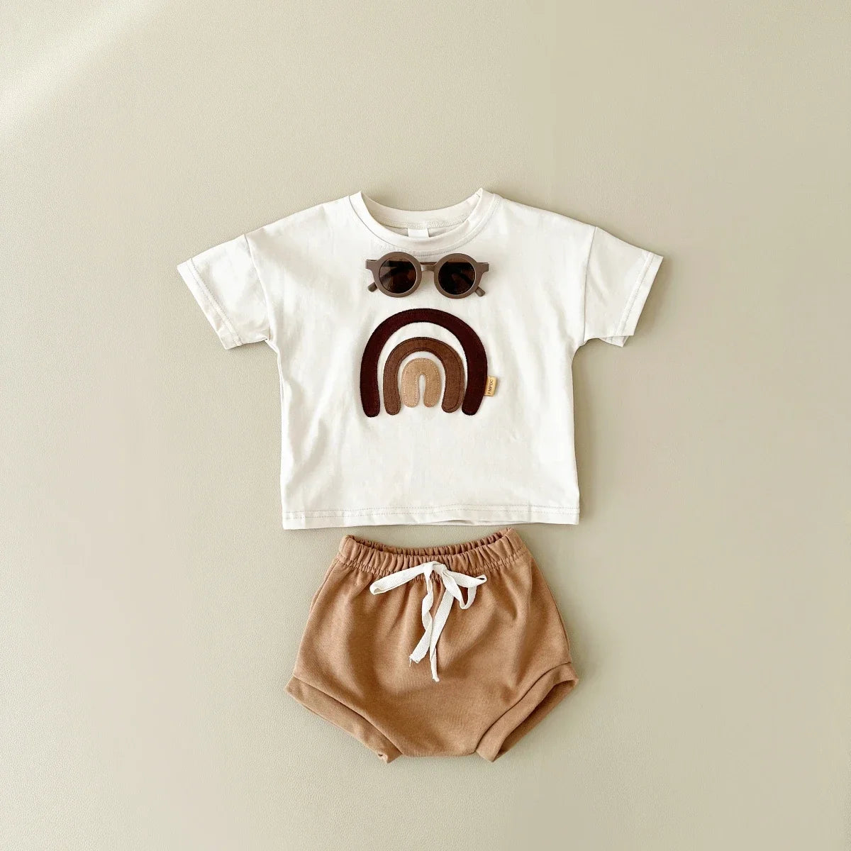 Rainbow Patchwork T-shirt Shorts Set
