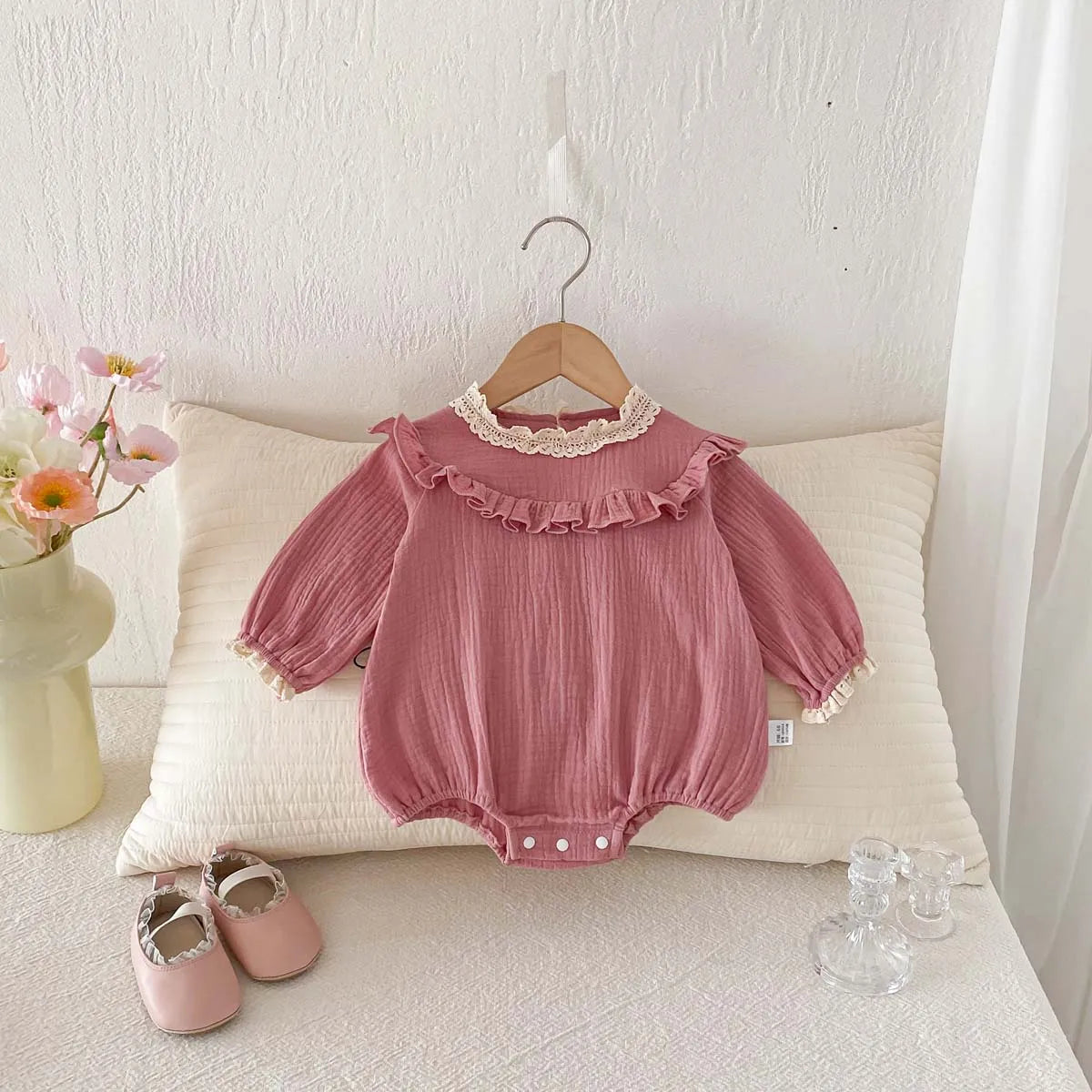 Pink Lace Collar Romper