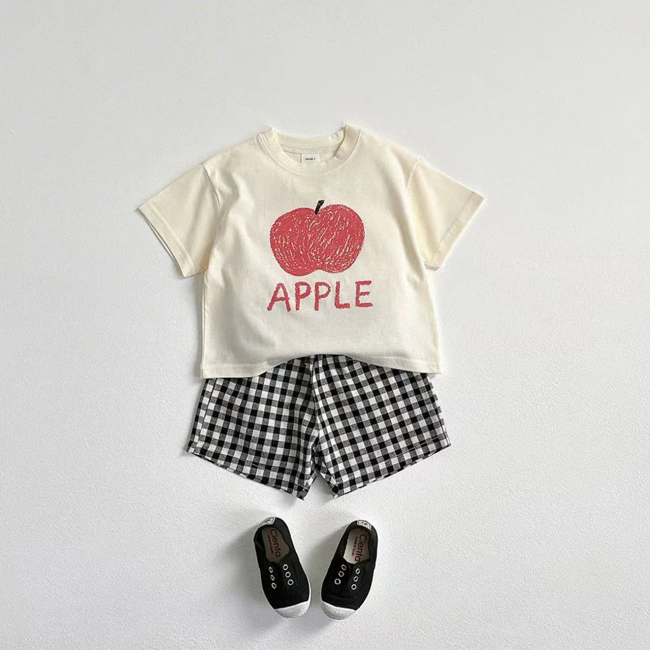 Plaid Shorts Fruit Print Set