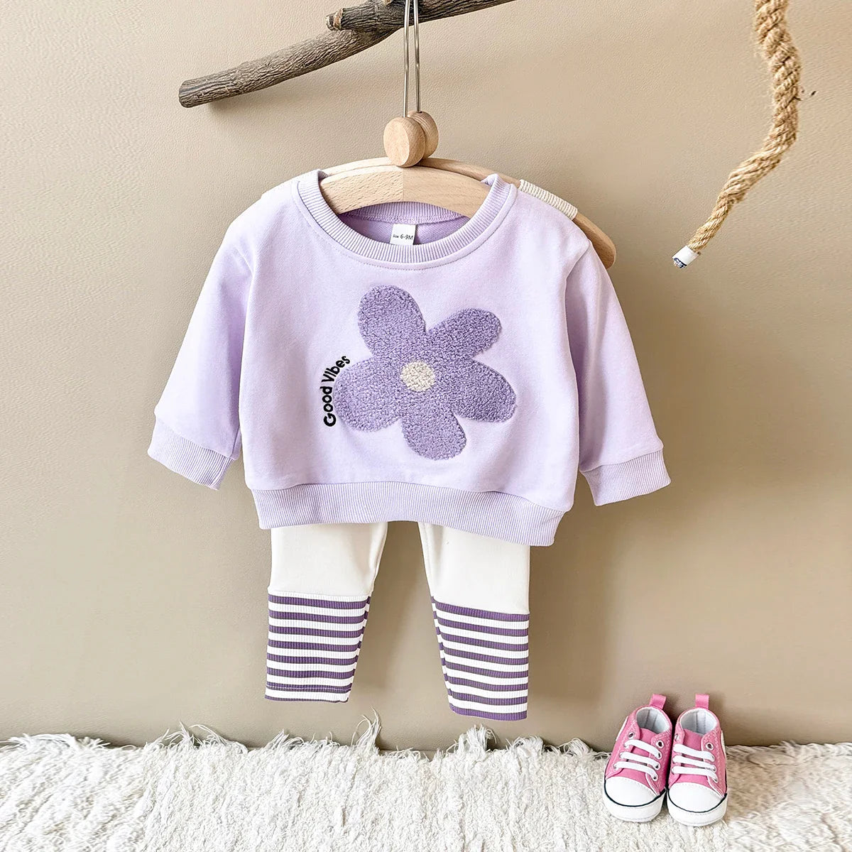 Purple Stripe Floral Set