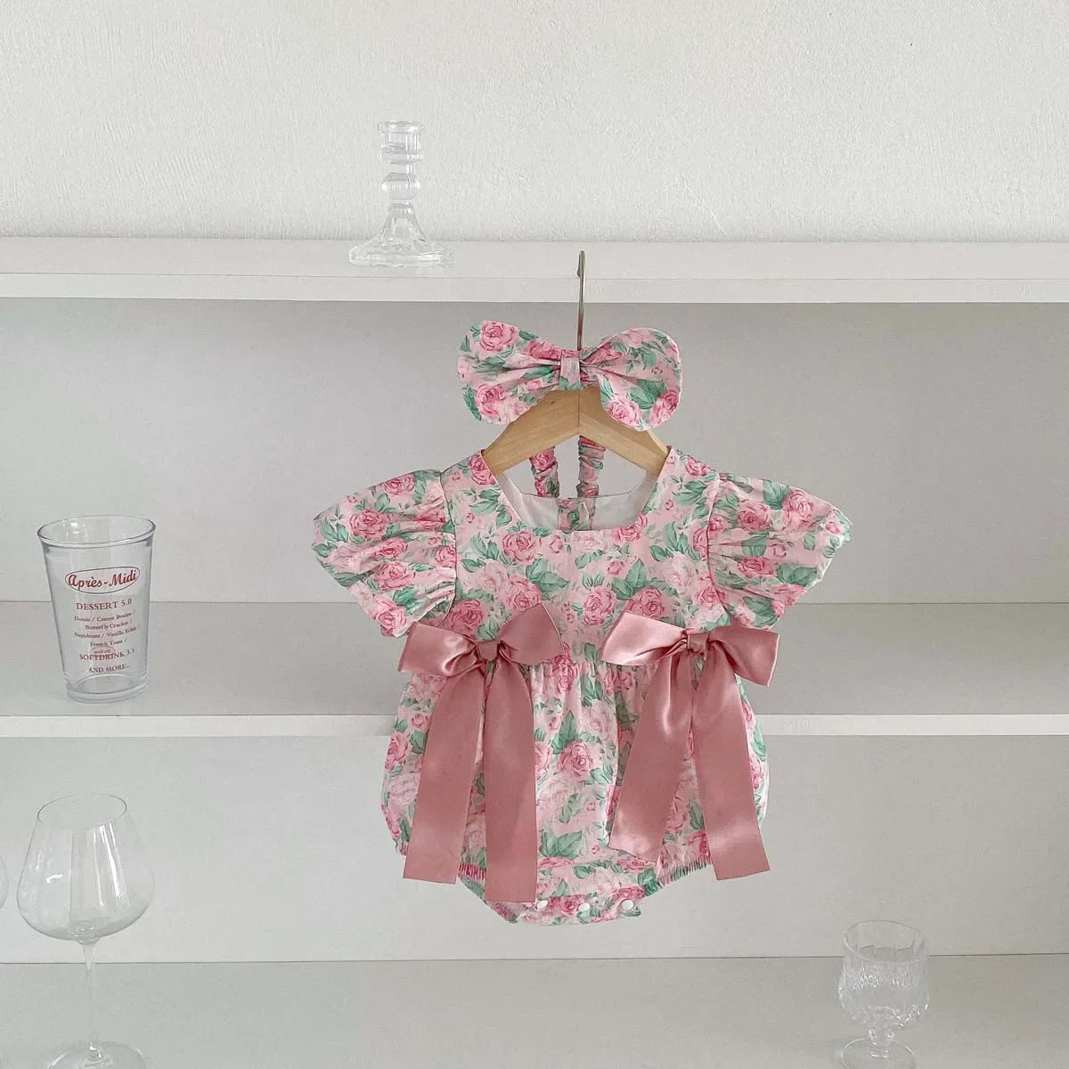 Floral Puff Sleeve Romper Set