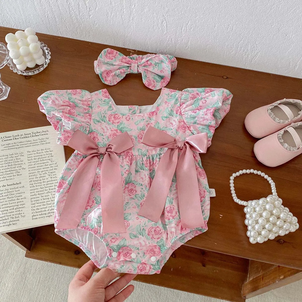 Floral Puff Sleeve Romper Set