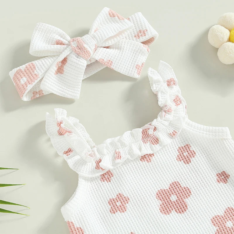 Newborn Flower Romper Set. 3 Pcs