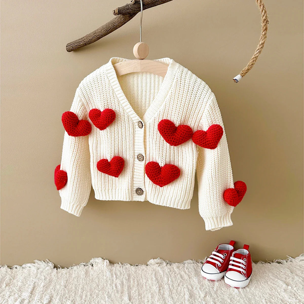 3D Sweet heart Cardigan Sweater