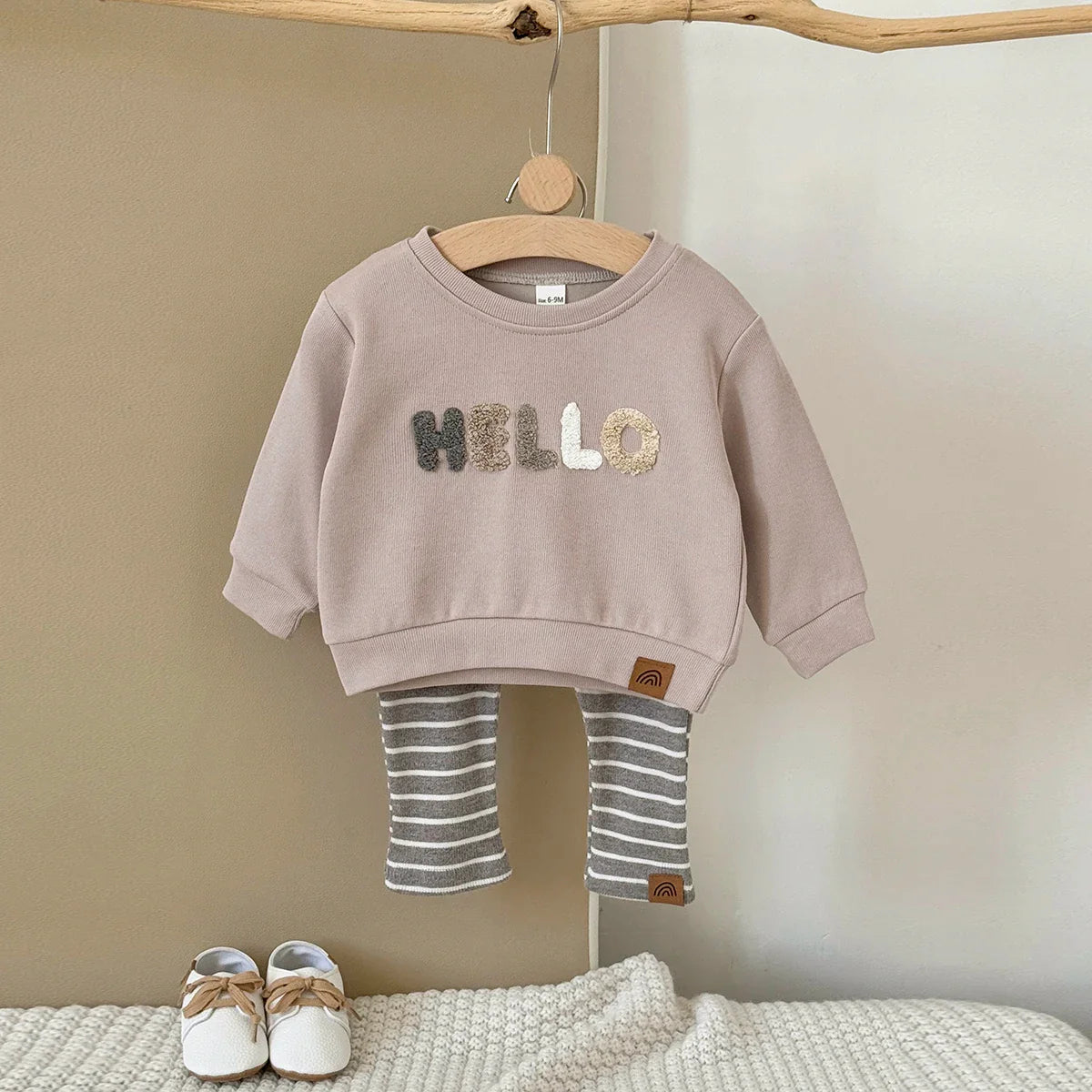 HELLO Striped Pants Set