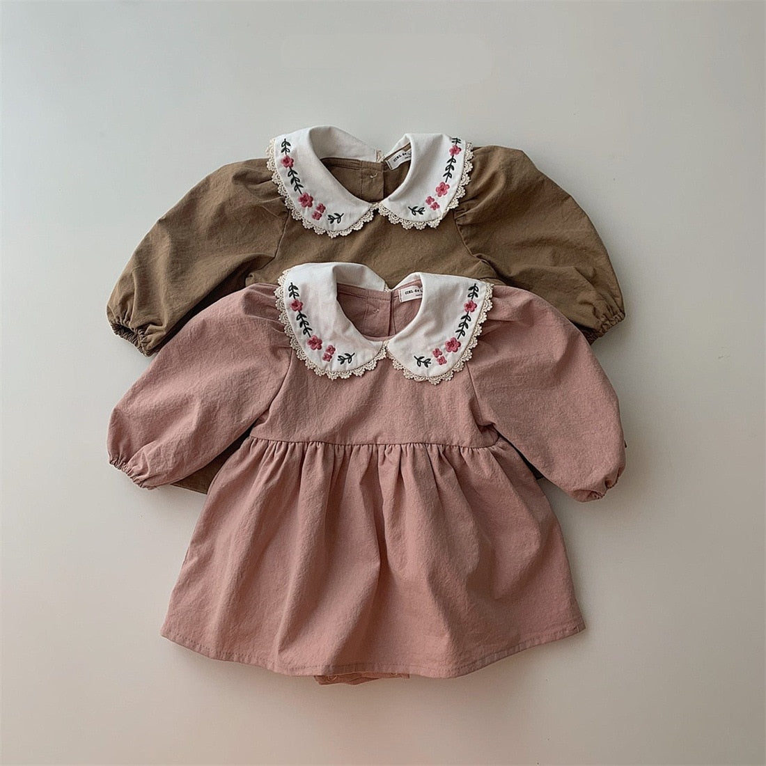 Vintage Flower Collar Romper Dress