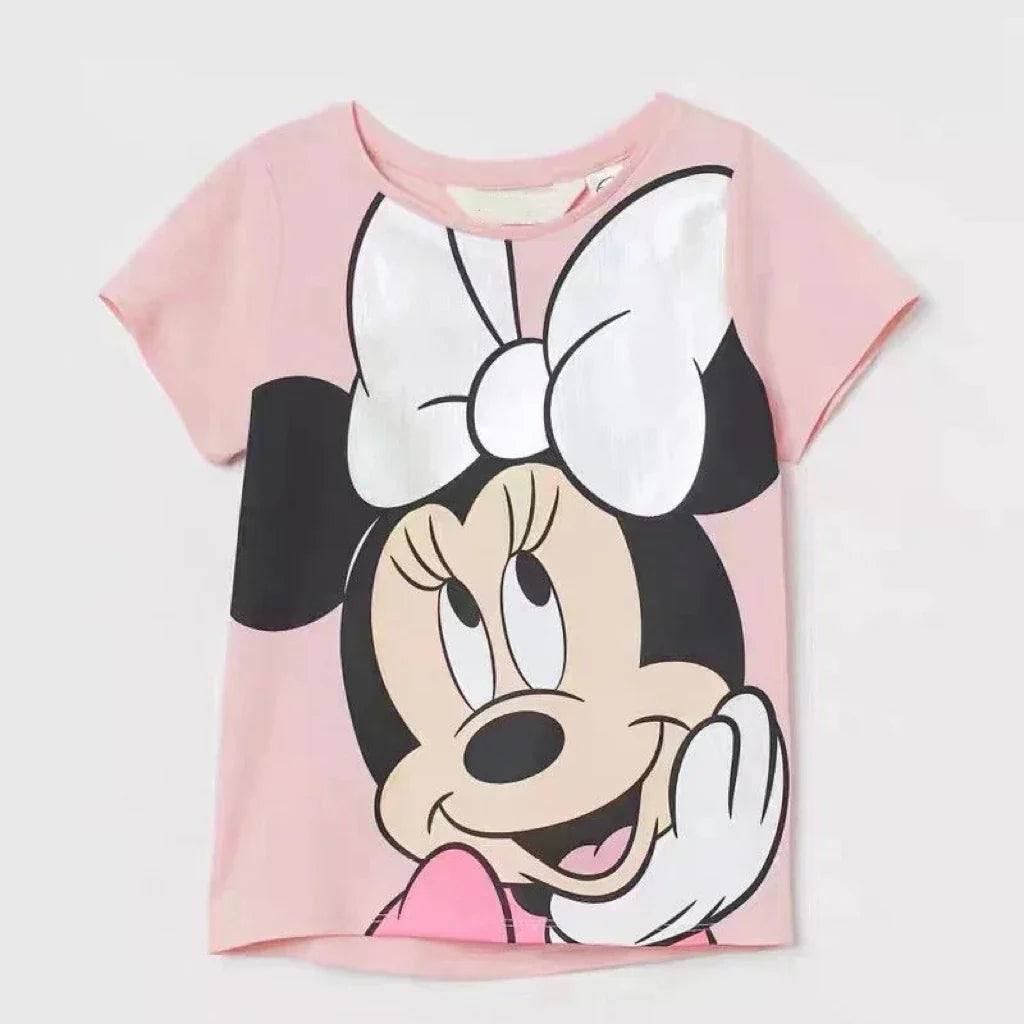 Minnie Print Baby Girls' T-shirt: Simple and Cute Cartoon Tee
