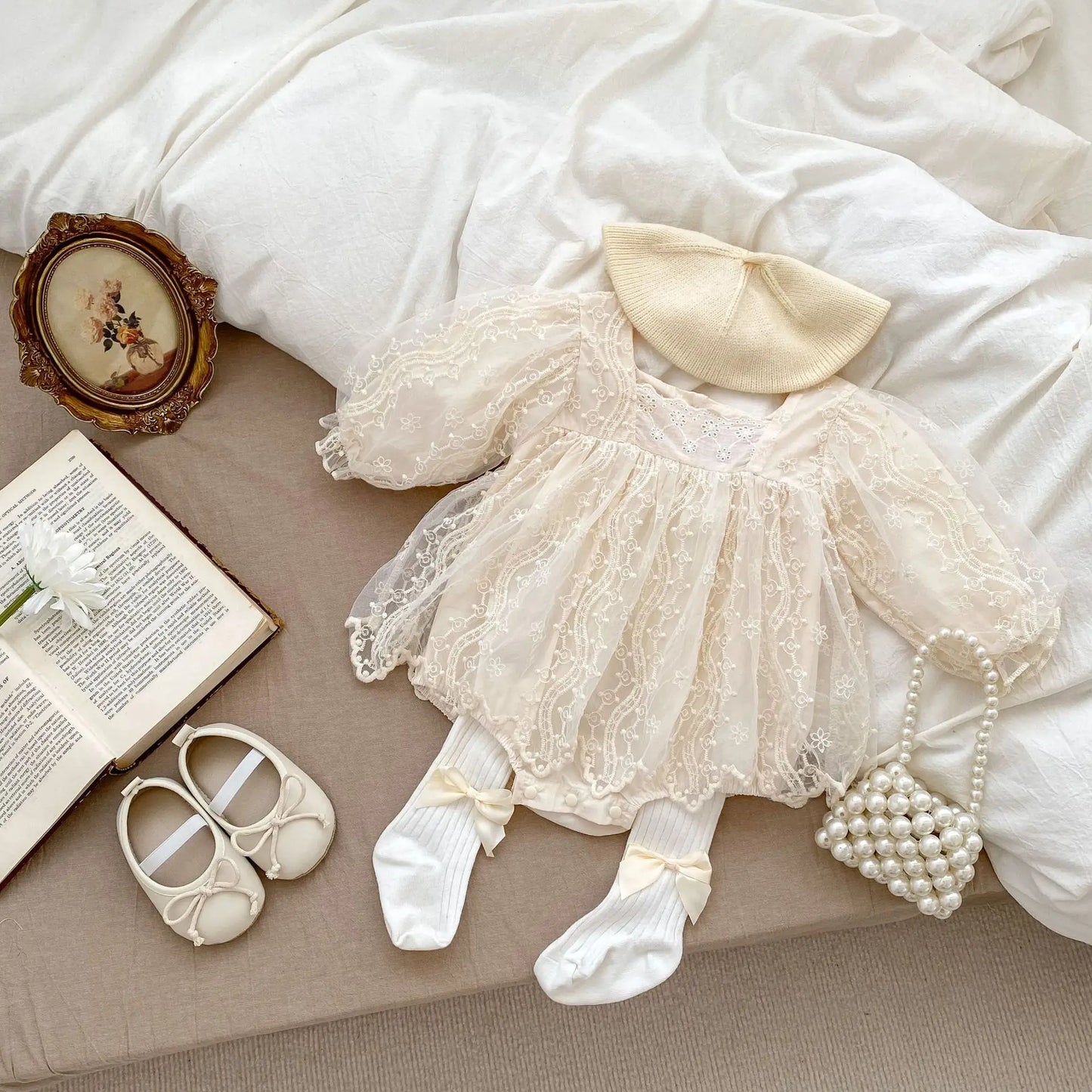 Princess Square Neck Lace Romper