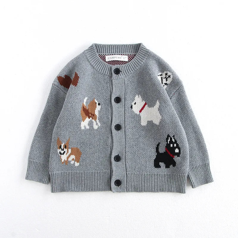 Jacquard Puppy Dog Cardigan