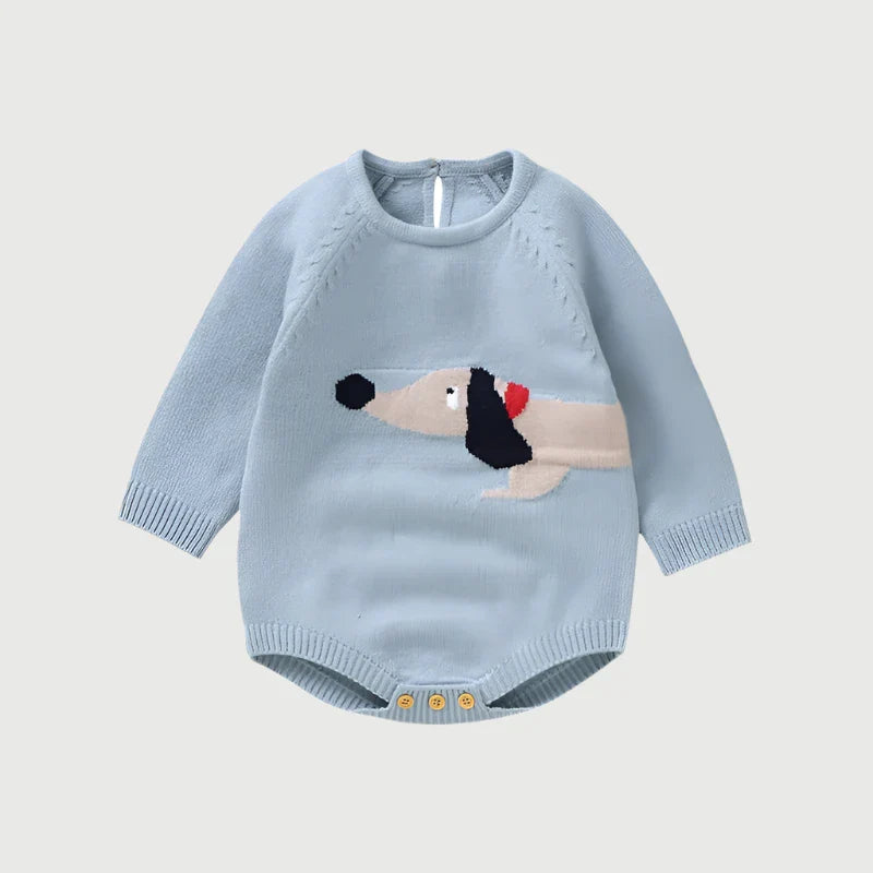 Newborn Dog Design Knitted Bodysuit