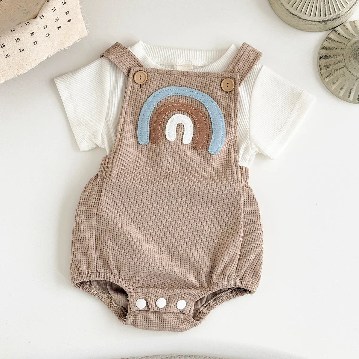 Waffle Rainbow Romper Set